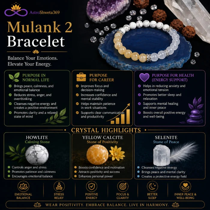 Mulank 2 Bracelet = for Birthdate (2, 11, 20, 29)