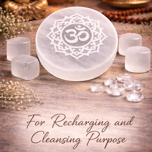 Om Selenite Plate