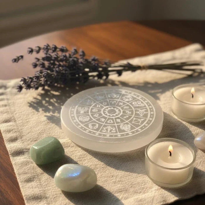 Selenite Shree Yantra Plate