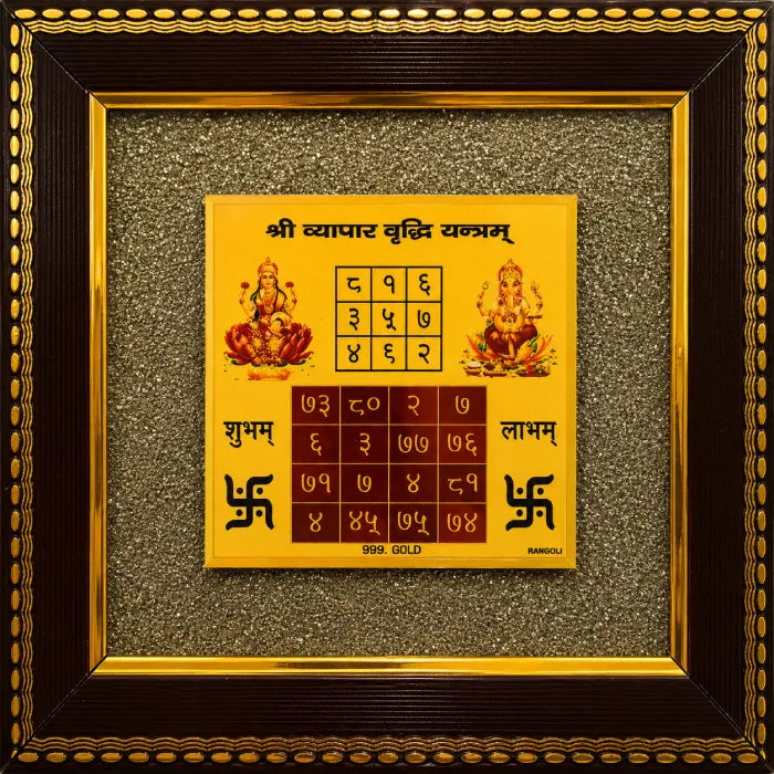 Vyapar Vriddhi Yantra on Raw Pyrite Frame