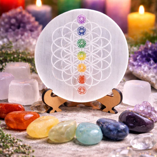 7 Chakra Selenite Plate