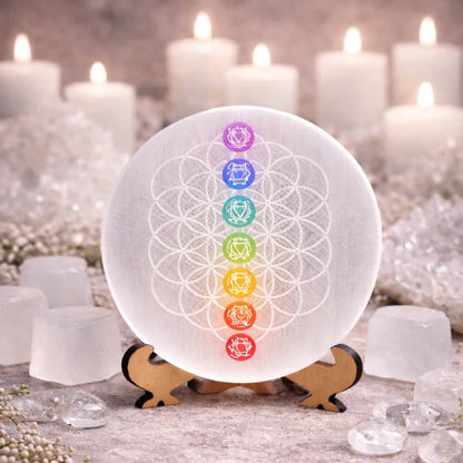 7 Chakra Selenite Plate
