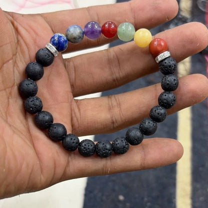 Lava Stone 7 Chakra Bracelet