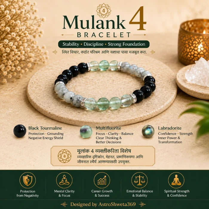 Mulank 4 Bracelet = for Birthdate (4, 13, 22, 31)
