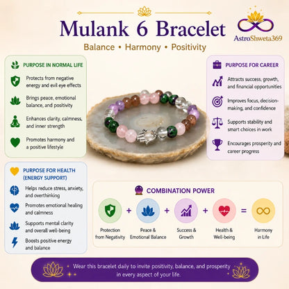 Mulank 6 Bracelet = for Birthdate (6, 15, 24)