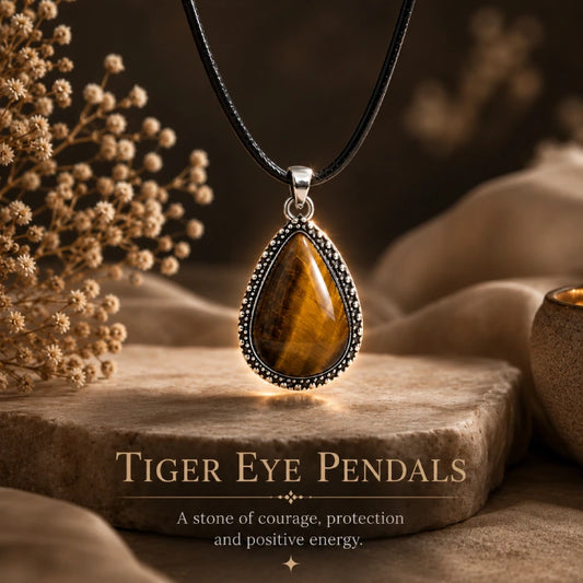 Natural Tiger Eye Oval Stone Pendant