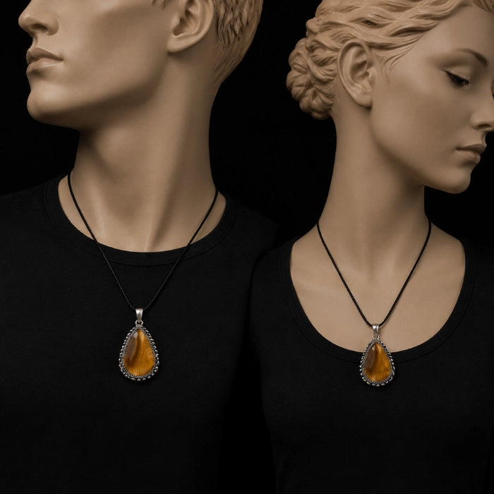 Natural Tiger Eye Oval Stone Pendant