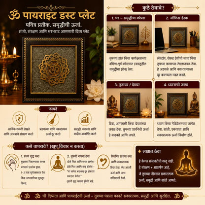 Om Pyrite Dust Plate with Wooden Frame