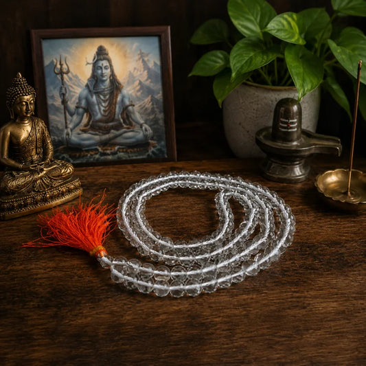 Original Sphatik (Clear Quartz) Diamond Cut Mala