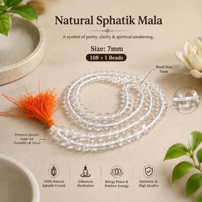 Original Sphatik (Clear Quartz) Diamond Cut Mala