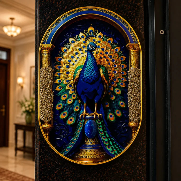 Pyrite Lapis Peacock Frame
