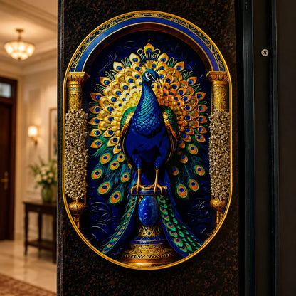 Pyrite Lapis Peacock Frame