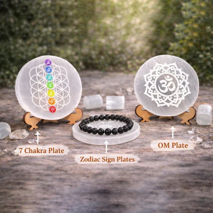 Om Selenite Plate