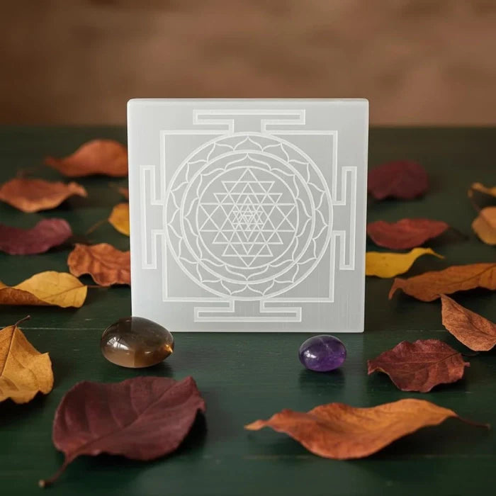 Selenite Shree Yantra Plate