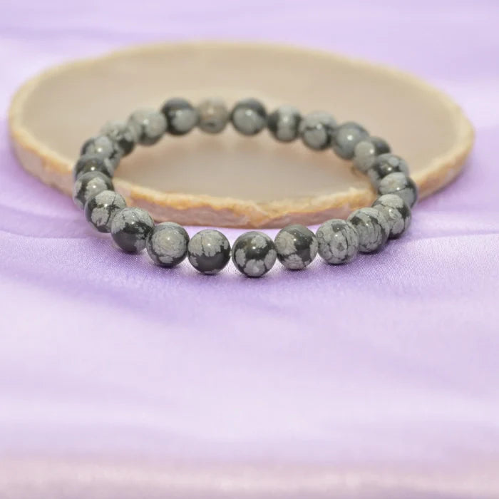 Snowflakes Obsidian Bracelet