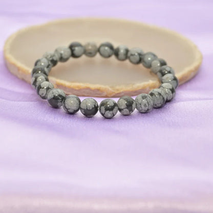 Snowflakes Obsidian Bracelet