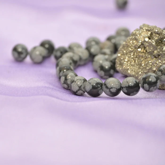 Snowflakes Obsidian Bracelet