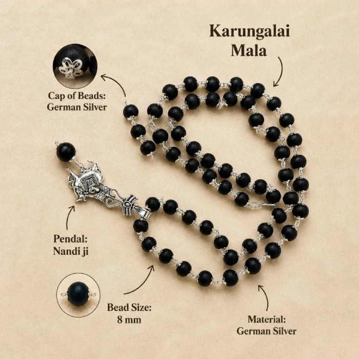 Karungali Mala with Nandi Pendant